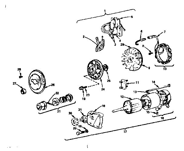 Starter Motor Group Diagram and Parts List for 402417 0676-01 - 0676-01 Briggs and Stratton Engine